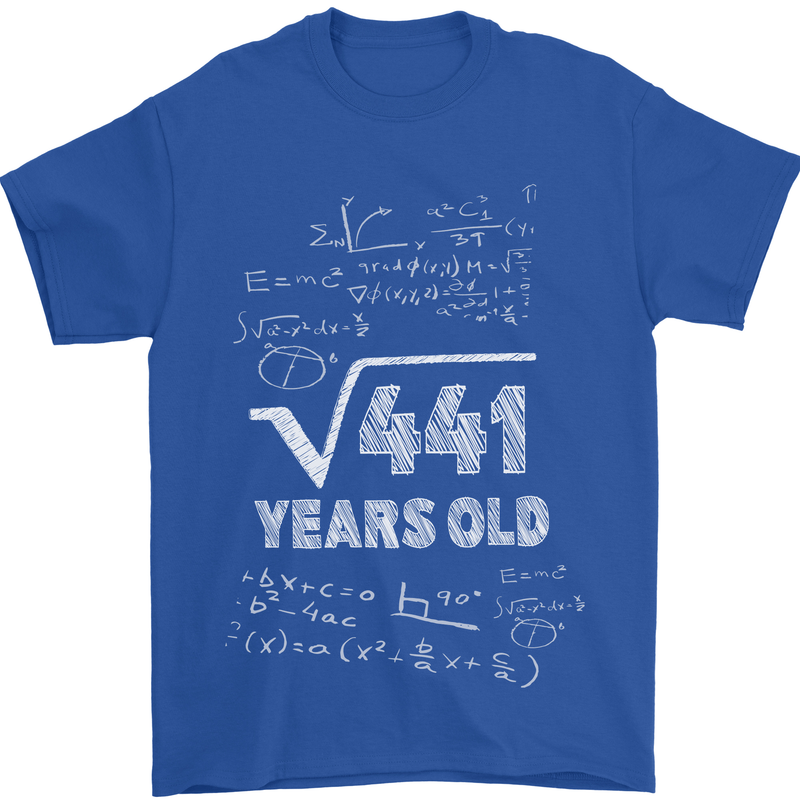21st Birthday 21 Year Old Geek Funny Maths Mens T-Shirt 100% Cotton Royal Blue