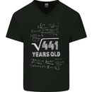 21st Birthday 21 Year Old Geek Funny Maths Mens V-Neck Cotton T-Shirt Black
