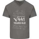 21st Birthday 21 Year Old Geek Funny Maths Mens V-Neck Cotton T-Shirt Charcoal