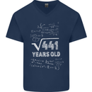 21st Birthday 21 Year Old Geek Funny Maths Mens V-Neck Cotton T-Shirt Navy Blue