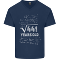 21st Birthday 21 Year Old Geek Funny Maths Mens V-Neck Cotton T-Shirt Navy Blue