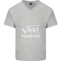 21st Birthday 21 Year Old Geek Funny Maths Mens V-Neck Cotton T-Shirt Sports Grey