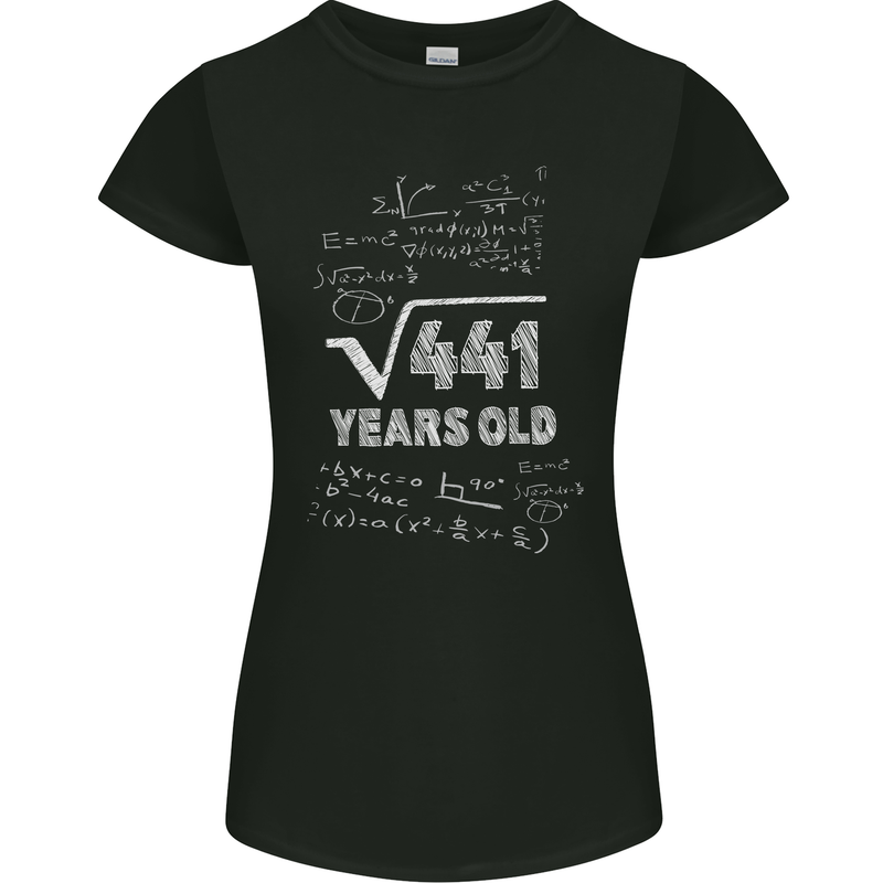 21st Birthday 21 Year Old Geek Funny Maths Womens Petite Cut T-Shirt Black