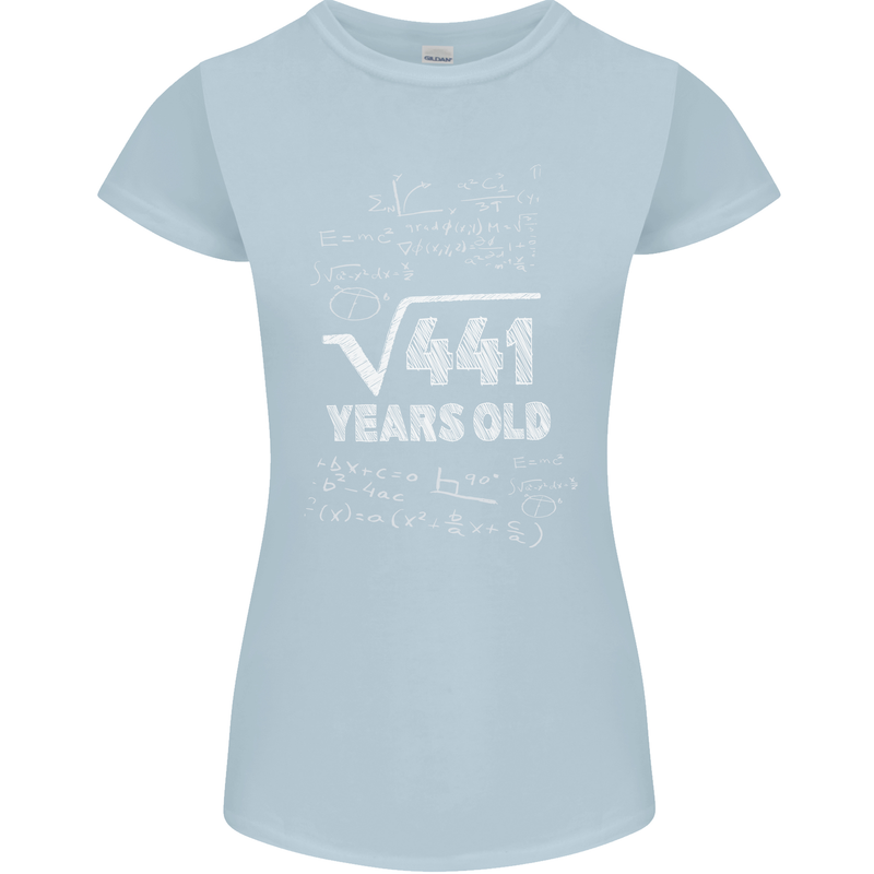 21st Birthday 21 Year Old Geek Funny Maths Womens Petite Cut T-Shirt Light Blue