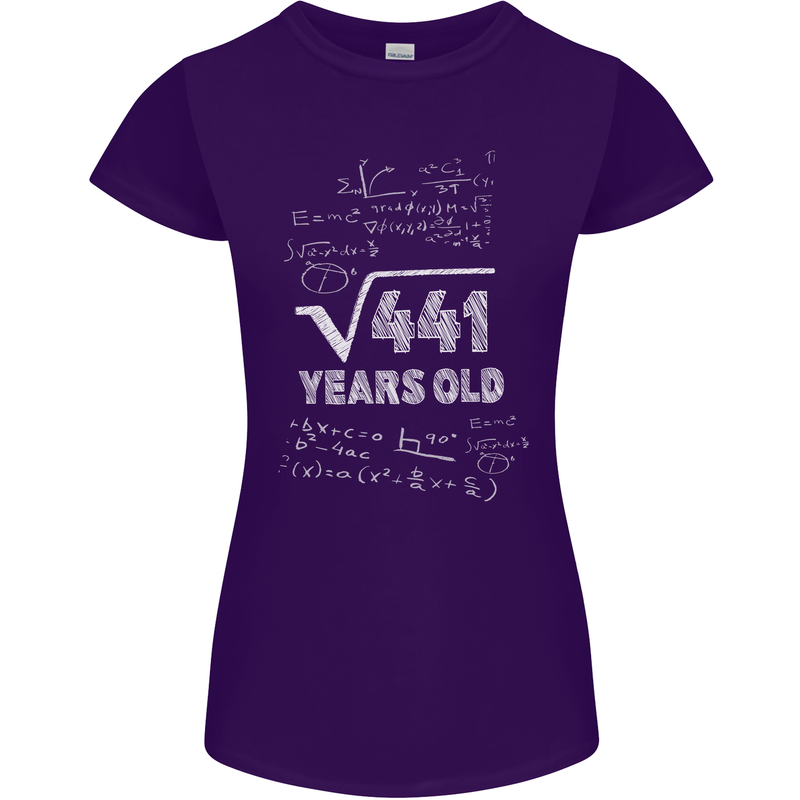 21st Birthday 21 Year Old Geek Funny Maths Womens Petite Cut T-Shirt Purple