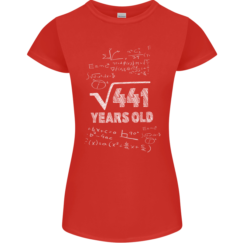 21st Birthday 21 Year Old Geek Funny Maths Womens Petite Cut T-Shirt Red