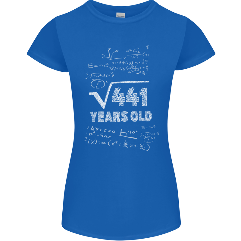21st Birthday 21 Year Old Geek Funny Maths Womens Petite Cut T-Shirt Royal Blue