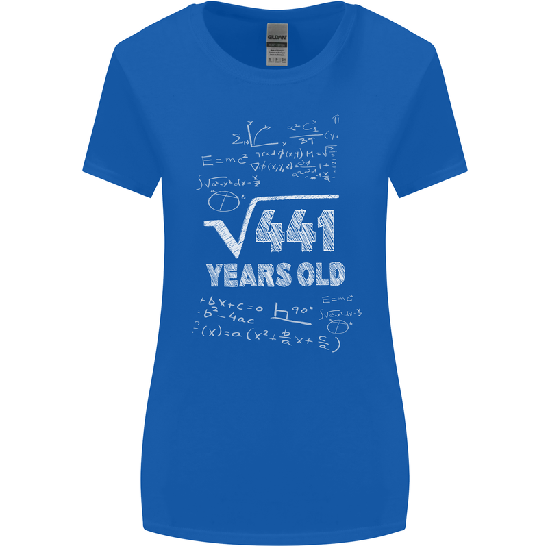 21st Birthday 21 Year Old Geek Funny Maths Womens Wider Cut T-Shirt Royal Blue