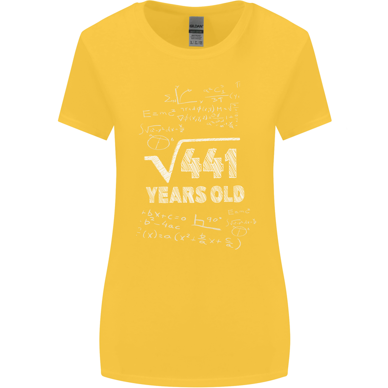 21st Birthday 21 Year Old Geek Funny Maths Womens Wider Cut T-Shirt Yellow