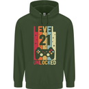 21st Birthday 21 Year Old Level Up Gamming Mens 80% Cotton Hoodie Forest Green