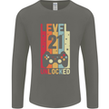 21st Birthday 21 Year Old Level Up Gamming Mens Long Sleeve T-Shirt Charcoal