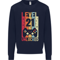 21st Birthday 21 Year Old Level Up Gamming Mens Sweatshirt Jumper Navy Blue