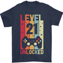 21st Birthday 21 Year Old Level Up Gamming Mens T-Shirt 100% Cotton Navy Blue
