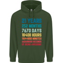 21st Birthday 21 Year Old Mens 80% Cotton Hoodie Forest Green