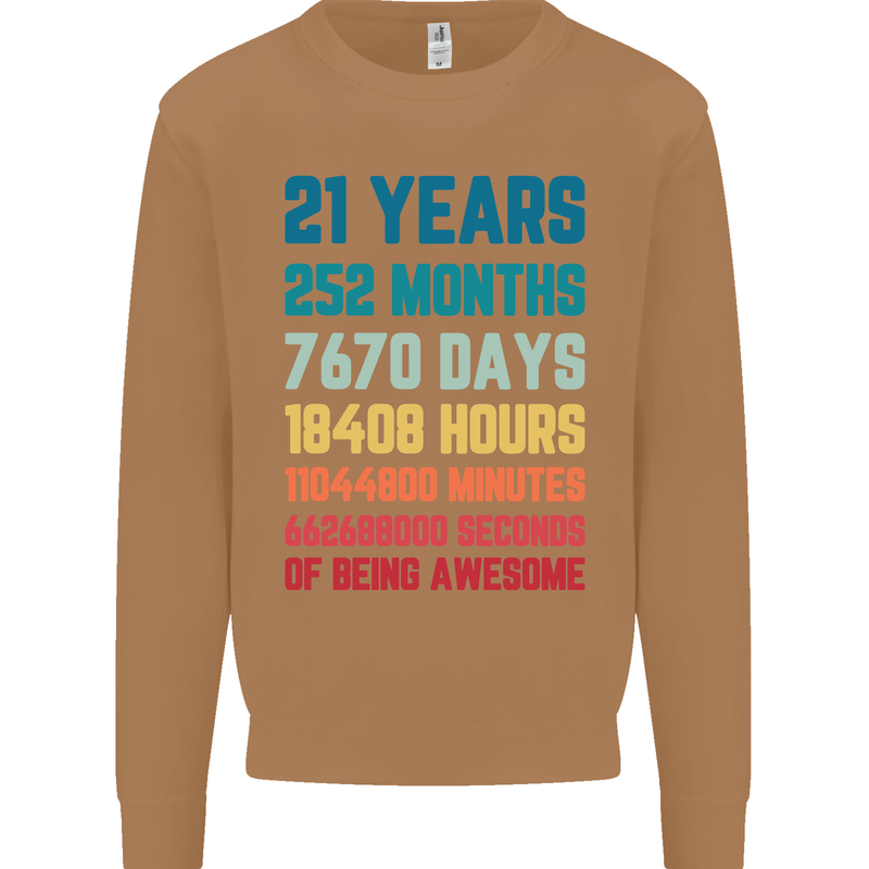 21st Birthday 21 Year Old Mens Sweatshirt Jumper Caramel Latte