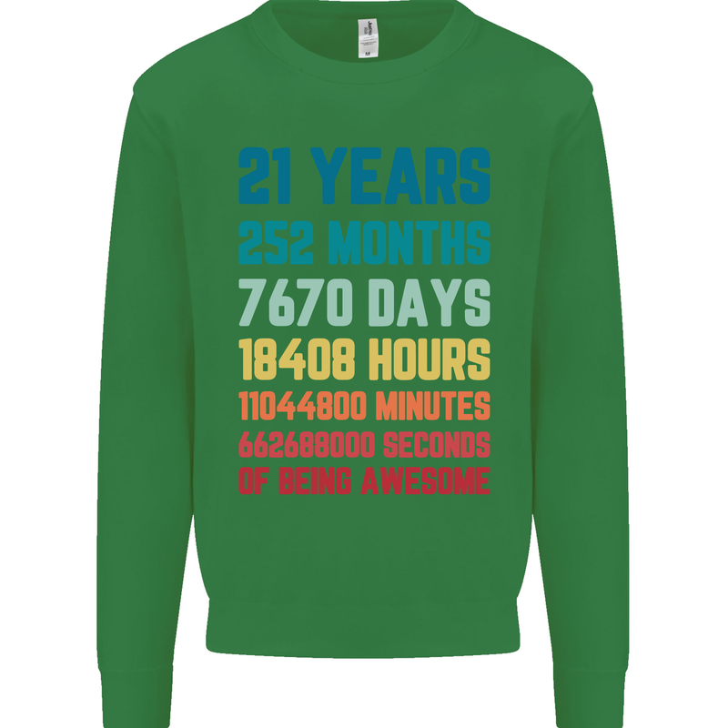 21st Birthday 21 Year Old Mens Sweatshirt Jumper Irish Green