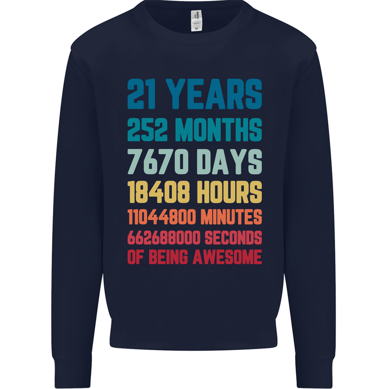 21st Birthday 21 Year Old Mens Sweatshirt Jumper Navy Blue