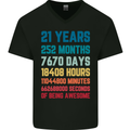 21st Birthday 21 Year Old Mens V-Neck Cotton T-Shirt Black