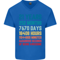 21st Birthday 21 Year Old Mens V-Neck Cotton T-Shirt Royal Blue