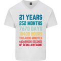 21st Birthday 21 Year Old Mens V-Neck Cotton T-Shirt White