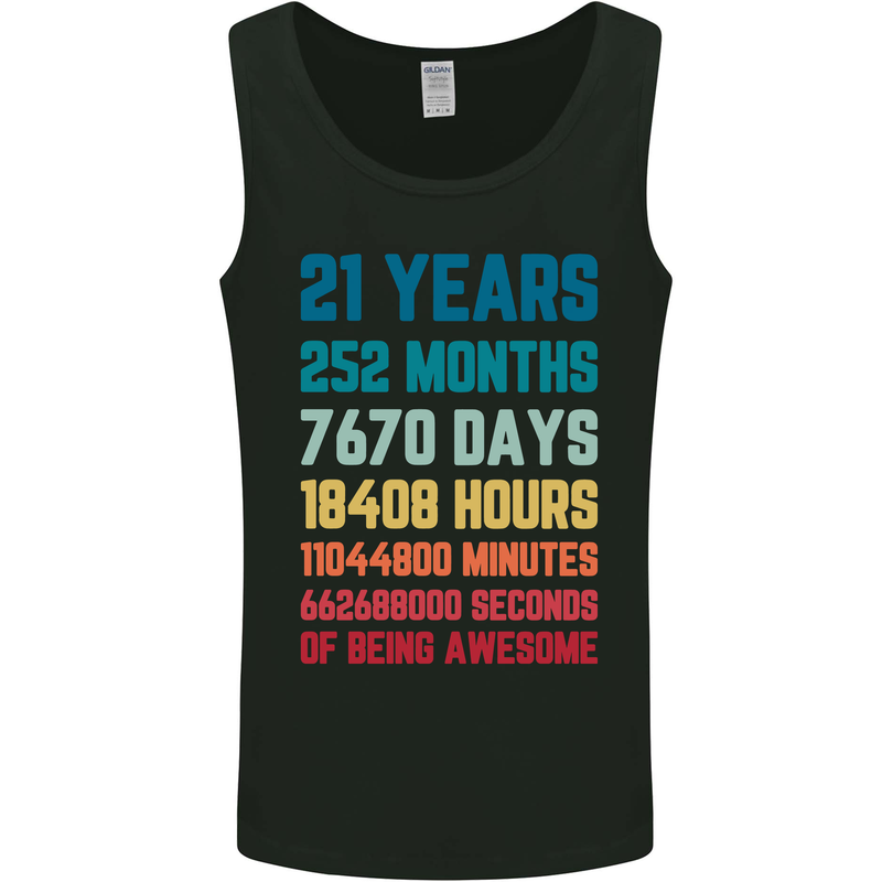 21st Birthday 21 Year Old Mens Vest Tank Top Black
