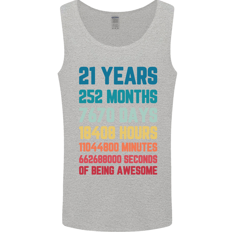 21st Birthday 21 Year Old Mens Vest Tank Top Sports Grey