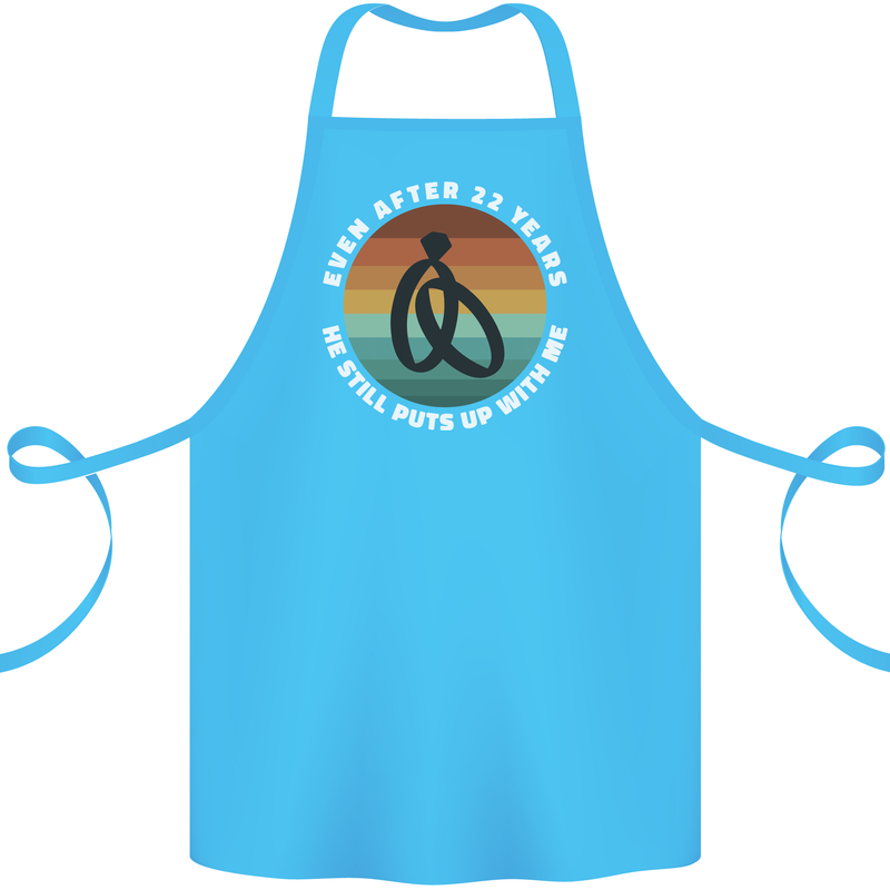 22 Year Wedding Anniversary 22nd Marriage Cotton Apron 100% Organic Turquoise