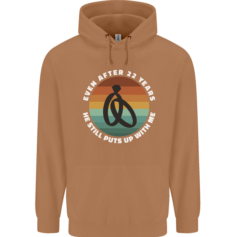 22 Year Wedding Anniversary 22nd Marriage Mens 80% Cotton Hoodie Caramel Latte