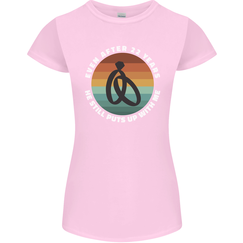 22 Year Wedding Anniversary 22nd Marriage Womens Petite Cut T-Shirt Light Pink