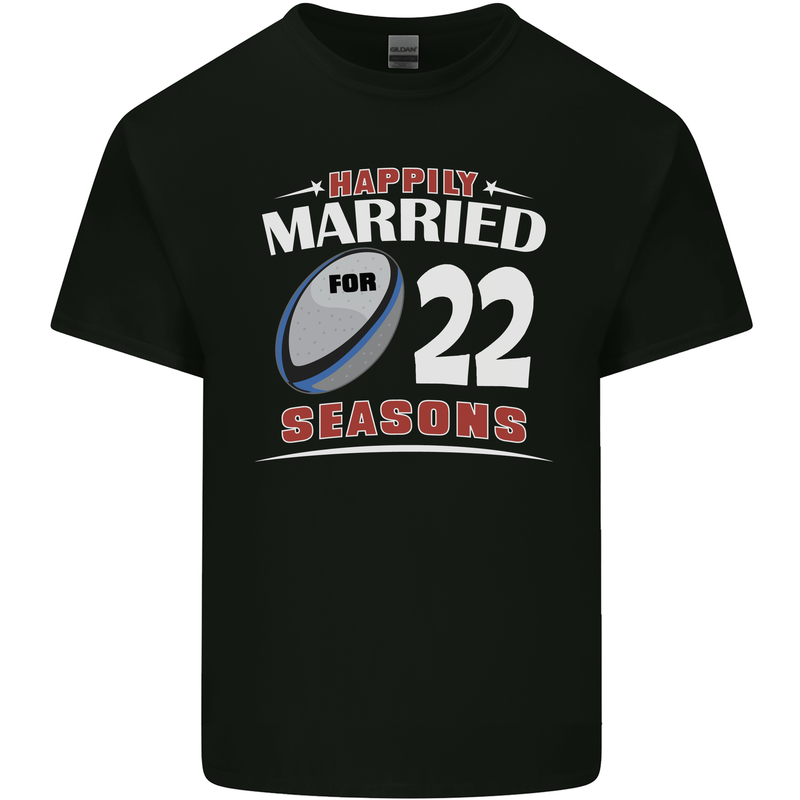 22 Year Wedding Anniversary 22nd Rugby Mens Cotton T-Shirt Tee Top Black