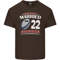 22 Year Wedding Anniversary 22nd Rugby Mens Cotton T-Shirt Tee Top Dark Chocolate