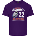 22 Year Wedding Anniversary 22nd Rugby Mens Cotton T-Shirt Tee Top Purple