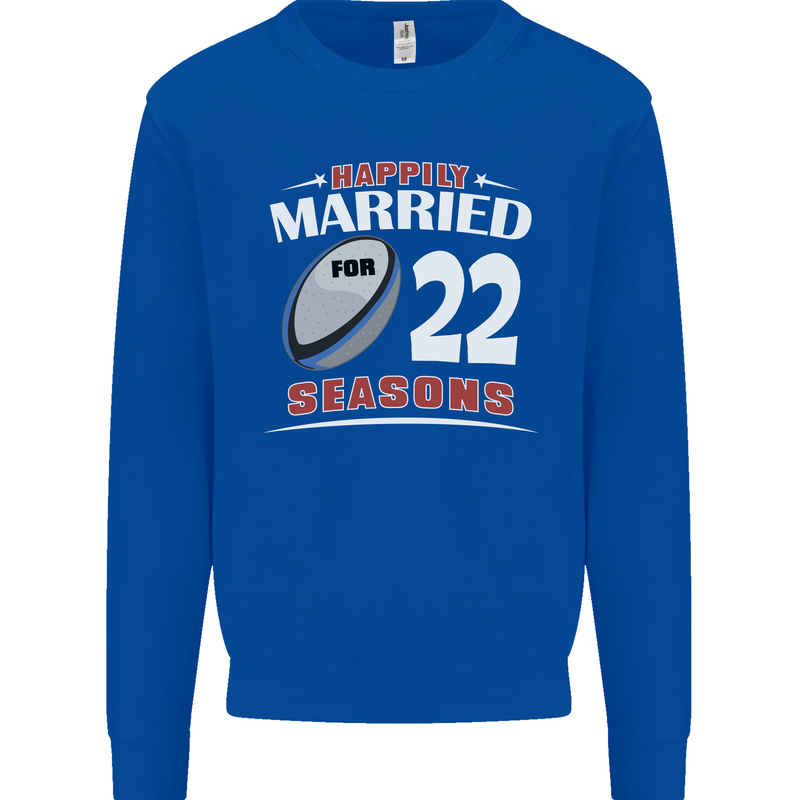 22 Year Wedding Anniversary 22nd Rugby Mens Sweatshirt Jumper Royal Blue