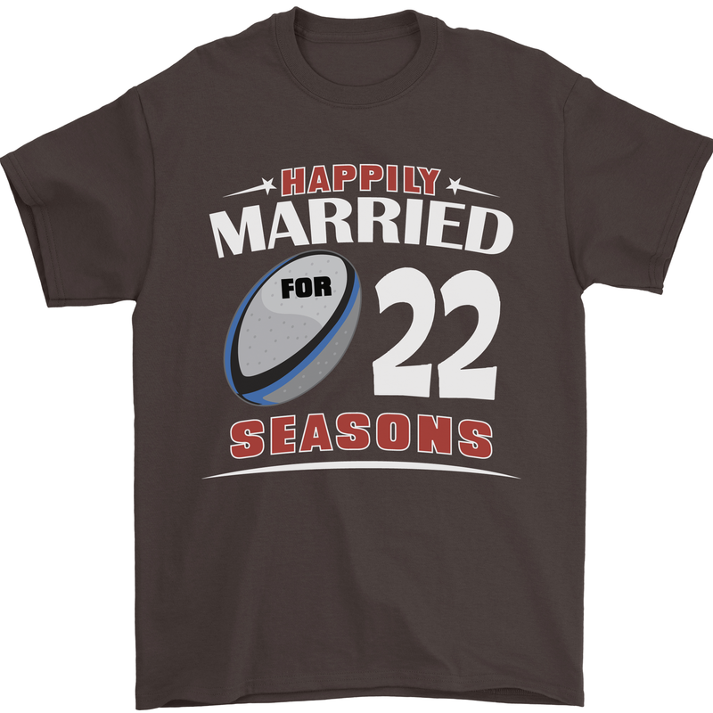 22 Year Wedding Anniversary 22nd Rugby Mens T-Shirt 100% Cotton Dark Chocolate