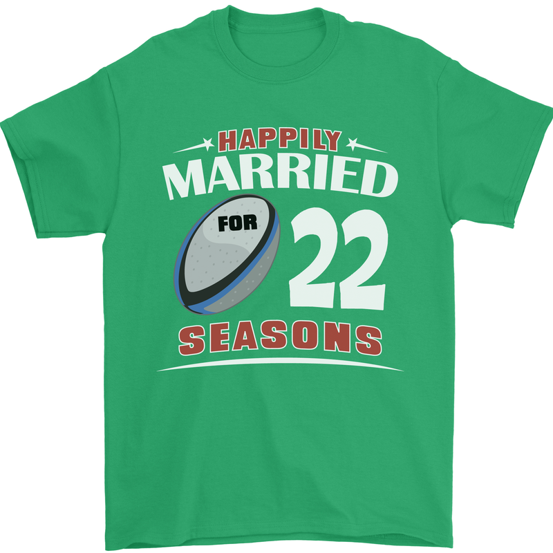 22 Year Wedding Anniversary 22nd Rugby Mens T-Shirt 100% Cotton Irish Green