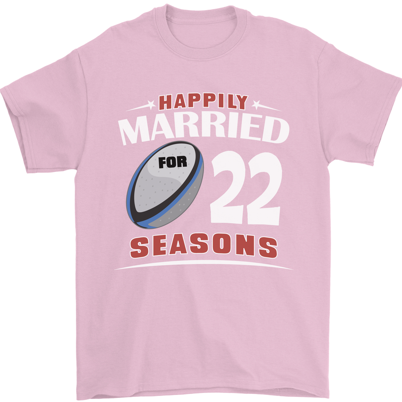 22 Year Wedding Anniversary 22nd Rugby Mens T-Shirt 100% Cotton Light Pink