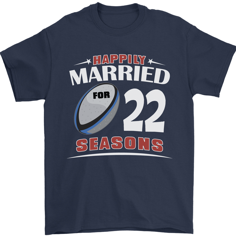 22 Year Wedding Anniversary 22nd Rugby Mens T-Shirt 100% Cotton Navy Blue