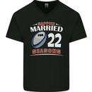22 Year Wedding Anniversary 22nd Rugby Mens V-Neck Cotton T-Shirt Black