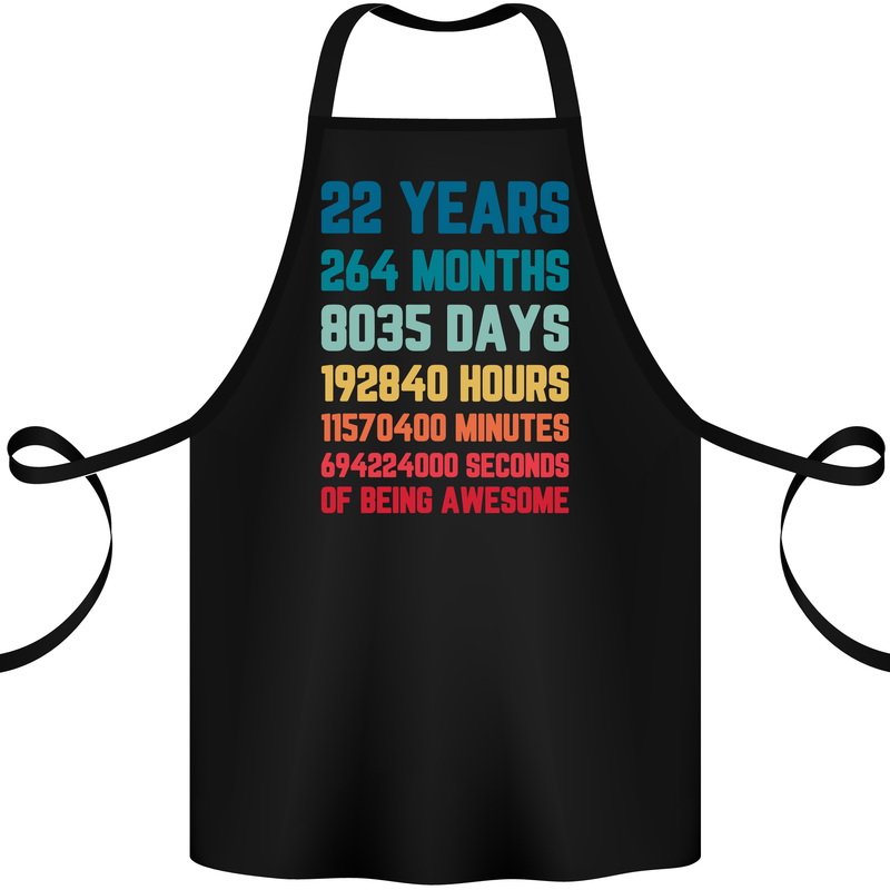 22nd Birthday 22 Year Old Cotton Apron 100% Organic Black