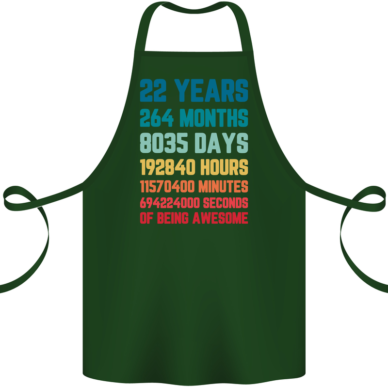 22nd Birthday 22 Year Old Cotton Apron 100% Organic Forest Green