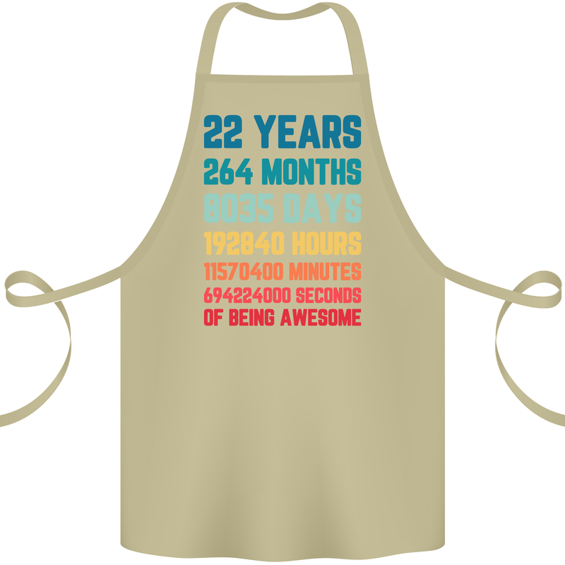 22nd Birthday 22 Year Old Cotton Apron 100% Organic Khaki