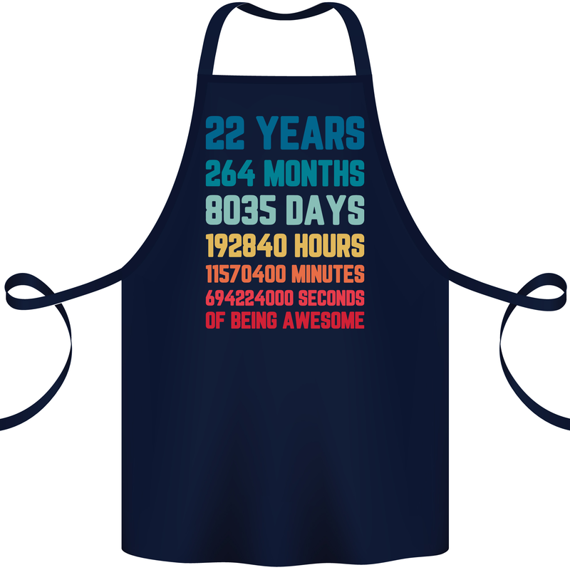 22nd Birthday 22 Year Old Cotton Apron 100% Organic Navy Blue