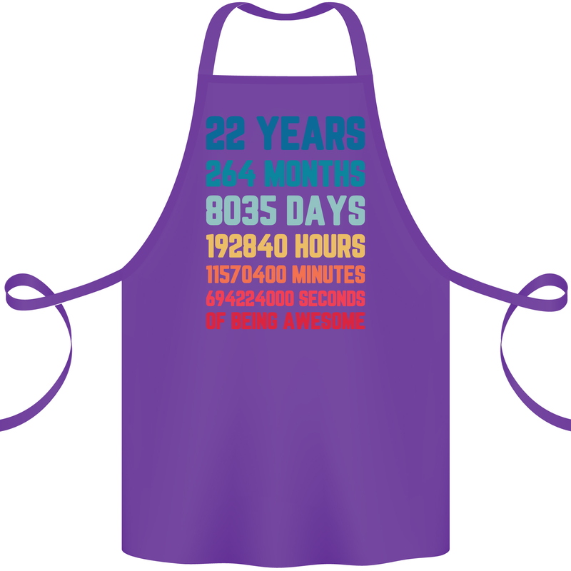 22nd Birthday 22 Year Old Cotton Apron 100% Organic Purple
