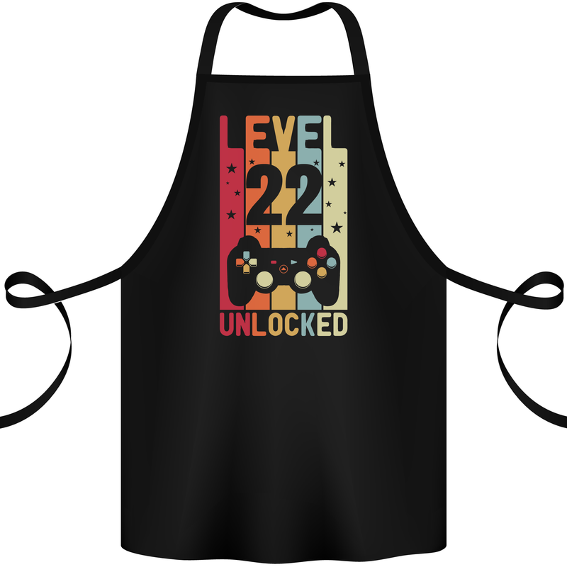 22nd Birthday 22 Year Old Level Up Gamming Cotton Apron 100% Organic Black