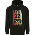 22nd Birthday 22 Year Old Level Up Gamming Mens 80% Cotton Hoodie Black