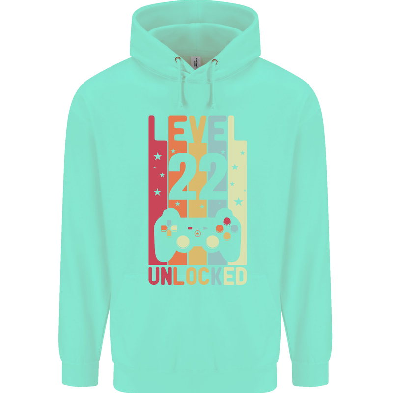 22nd Birthday 22 Year Old Level Up Gamming Mens 80% Cotton Hoodie Peppermint