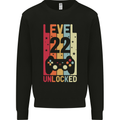 22nd Birthday 22 Year Old Level Up Gamming Mens Sweatshirt Jumper Black