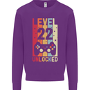 22nd Birthday 22 Year Old Level Up Gamming Mens Sweatshirt Jumper Purple