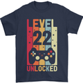 22nd Birthday 22 Year Old Level Up Gamming Mens T-Shirt 100% Cotton Navy Blue