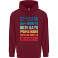 22nd Birthday 22 Year Old Mens 80% Cotton Hoodie Maroon